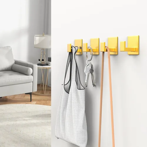 Vista 6 de HUFEEOH Ganchos adhesivos para toallas, ganchos de aluminio para toallas de baño, ganchos de pared para colgar, ganchos de pared adhesivos