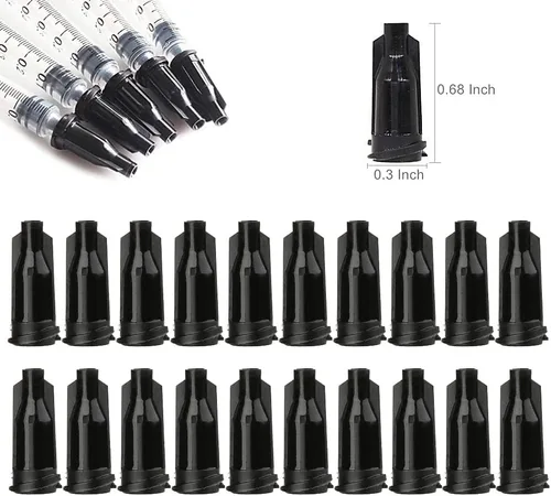 Vista 2 de 20 jeringas de plástico de 0.3 fl oz y 0.3 onzas líquidas con tapas, múltiples usos para medición, medición, dispensación, riego, recarga