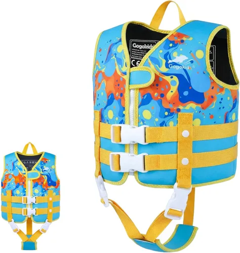 Vista 18 de Gogokids Chaleco de natación para niños de 2-3-4-5-6-7-8-9 años, flotadores de piscina para niños de 30-50-70 libras, flotabilidad para niños