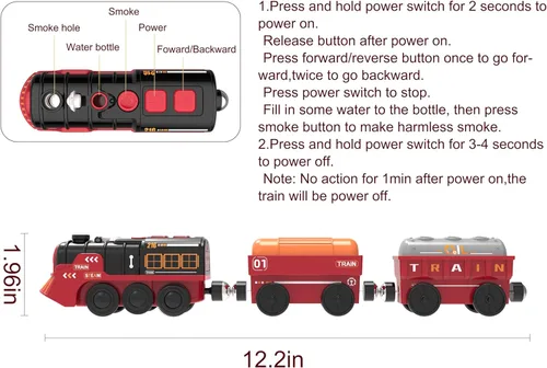 Vista 5 de Tren eléctrico de juguete para pistas de madera, juguetes de tren motorizado de Navidad para niños pequeños, tren a pilas incluye luces, sonidos
