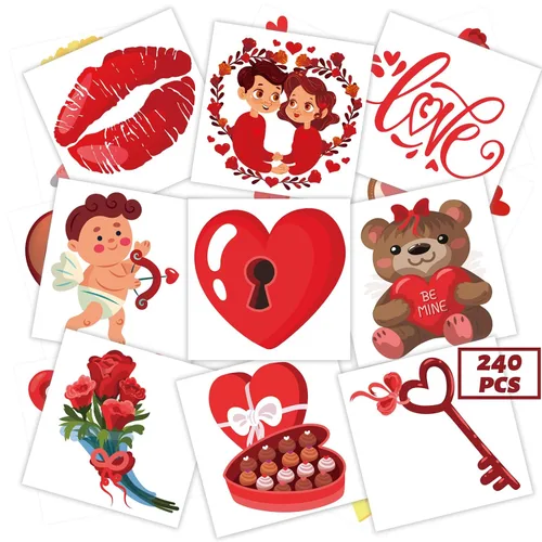 Vista 10 de winthrop 240 tatuajes temporales del 4 de julio para niños, envueltos individualmente, impermeables y seguros, diseños de bandera de Estados Unidos