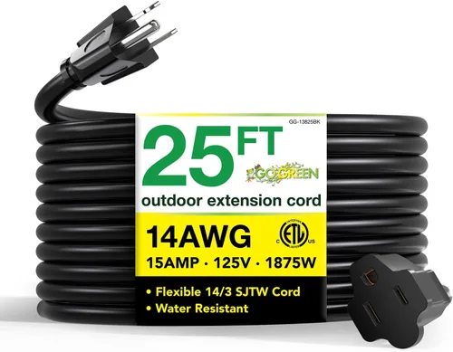 Vista 15 de Go Green Power Inc. (GG-13708BK) - Cable de extensión 16/3 SJTW para exteriores; color negro, 8 pies