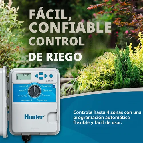 Vista 2 de Hunter X-Core - Temporizador de rociadores de 4 zonas, controlador de rociadores para interiores y exteriores