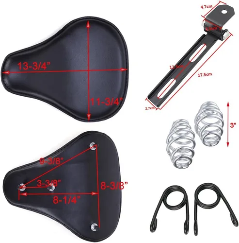 Vista 2 de Cojín de asiento de piel. Asiento con soporte de resortes para el chofer para Harley Davidson Sportster Softail Fatboy, Negro suave