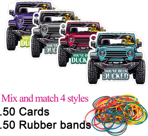 Vista 2 de You've Been Ducked - Tarjeta de juego, tarjeta de juego para Jeep o SUV, etiquetas de pato, pato de goma para etiquetas, diseño de automóvil de 4 4