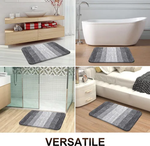 Vista 8 de OLANLY Alfombra de baño y aseo en forma de U, tamaño 70 x 24 pulgadas, juego de alfombras de baño de 30 x 20 + 24 x 20 pulgadas, color gris, paquete