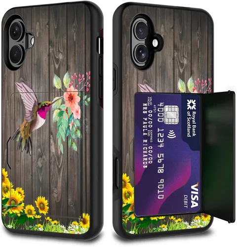 Vista 56 de Funda para tarjetas de crédito, doble capa híbrida a prueba de golpes, protección contra caídas con función atril para iPhone 17 de 6.3 pulgadas
