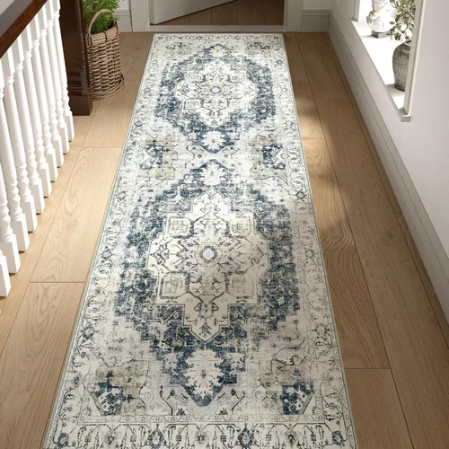 Vista 14 de jinchan Alfombra de Área 2x3 pies Alfombra Vintage de Entrada Lavable Bohemia Tapete Interior para Puerta Medallón Floral Tapete Pequeño para Puerta