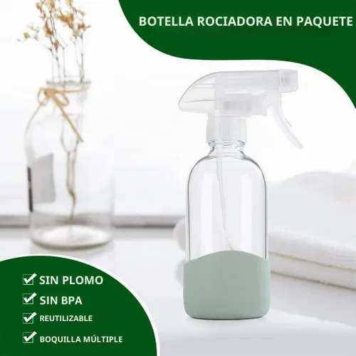 Vista 6 de HOMBYS Botellas vacías de vidrio transparente de 8 onzas con protección de funda de silicona, recipientes recargables para soluciones de limpieza