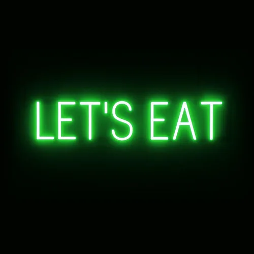 Vista 56 de SpellBrite Letrero EAT Letrero de neón para comer con luz LED azul, 13.1 x 6.3 pulgadas