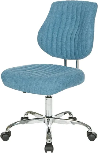 Vista 9 de OSP Home Furnishings Sunnydale - Silla de oficina de felpa ajustable con base cromada, color cielo