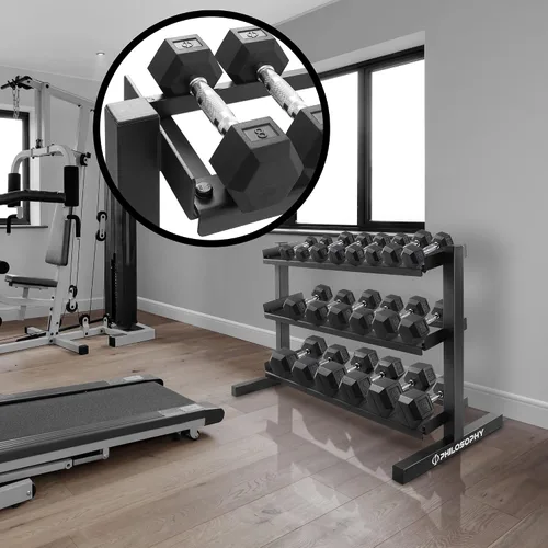Vista 7 de Philosophy Gym Estante para mancuernas de 3 niveles, resistente