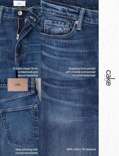 Vista 7 de Pantalones clásicos de mezclilla de tiro medio y corte recto para mujer