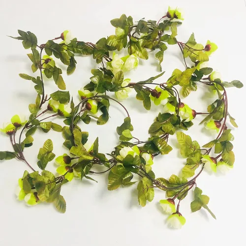 Vista 12 de Guirnalda de luces de simulación de rosas colgantes, guirnalda de plantas de seda, flores artificiales de seda, funciona con pilas, para decoración