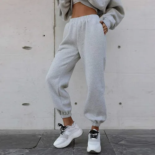 Vista 2 de Conjunto deportivo de 2 piezas para mujer, para otoño e invierno, sudadera atlética de gran tamaño para descansar y descansar