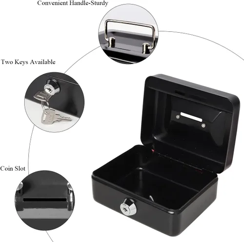 Vista 9 de Jssmst SMCB003 - Caja fuerte con cerradura, regalos de cumpleaños 2017, caja metálica para niños, adultos, resistente, 100% segura , Negro