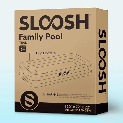 Vista 8 de SLOOSH Alberca inflable para adultos con asientos, de 120 pulgadas x 72 pulgadas x 22 pulgadas, piscina familiar resistente y gruesa por encima