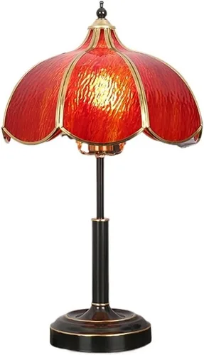 Vista 11 de Desk Lamp Vintage Glass Table Lamp Bedroom Study Living Room Brass Stained Nightstand Lamps Table Light(Green,Small)