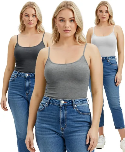 Vista 136 de Emmalise Camisola larga casual básica para mujer, con tirantes ajustables, top en capas
