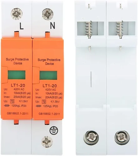 Vista 4 de 2 Polo 1 Pieza Dispositivo DIN Rail Montaje Protector Dispositivo de Baja Tensión 10-20KA 420V Electrónico