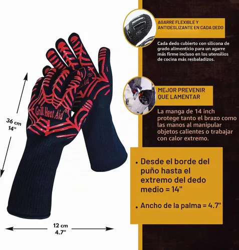 Vista 2 de Guantes de parrilla y barbacoa GRILL HEAT AID para asar y cocinar, Algodón