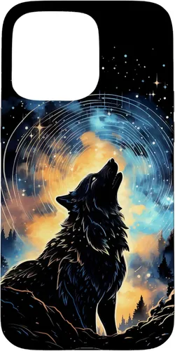 Vista 31 de Howling Wolf Space Galaxy Stars Wolves Animal Case for iPhone 17