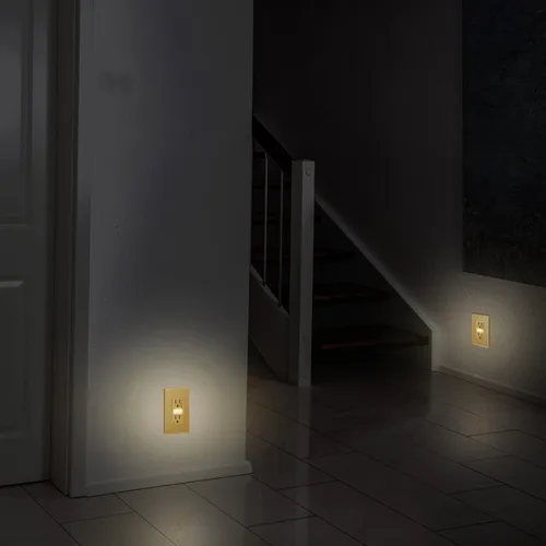 Vista 6 de TOPGREENER Receptáculo de luz de guía LED con sensor automático de luz diurna, salida de pared decorativa de luz nocturna, receptáculo resistente a