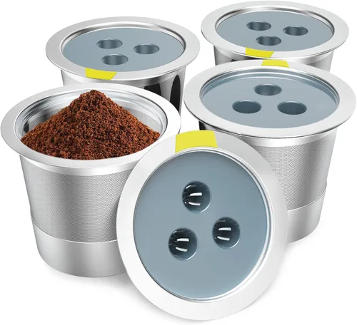 Vista 9 de Filtro de café reutilizable de acero inoxidable compatible con la cafetera Ninja, 4 filtros de café de cono Filtro de café de cesta, Filtros de café