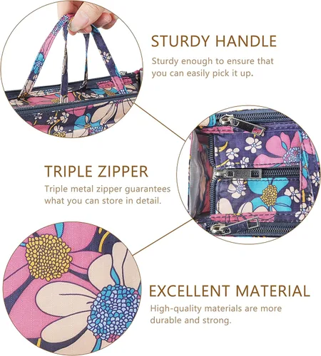 Vista 5 de Bolso de mano estilo cartera de Vercord para mujer con organizador incorporado, estampado bien definido, con manijas y cremallera, tamaño 2