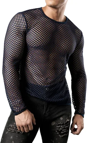 Vista 4 de JOGAL Camiseta de malla ajustada de manga larga para hombre