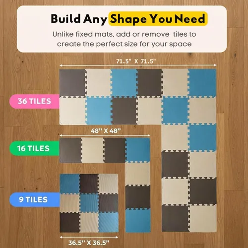 Vista 2 de MioTetto Alfombra de Juego para Bebés, Cómoda Alfombra para Tiempo de Barriga – Azulejos de Espuma Portátiles para Piso, Alfombra de bebé segura