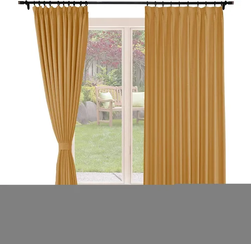 Vista 22 de Frelement Cortinas opacas de lino natural, paneles de cortinas plisadas para sala de estar, cortinas con aislamiento térmico, 52 pulgadas de ancho x