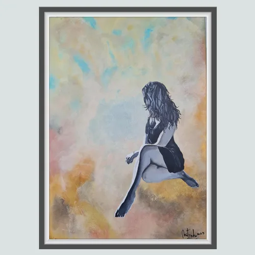 Vista 3 de Pintura hecha a mano, acrílico sobre lienzo, arte de pared original abstracto, pieza única firmada por la artista, certificado de autenticidad