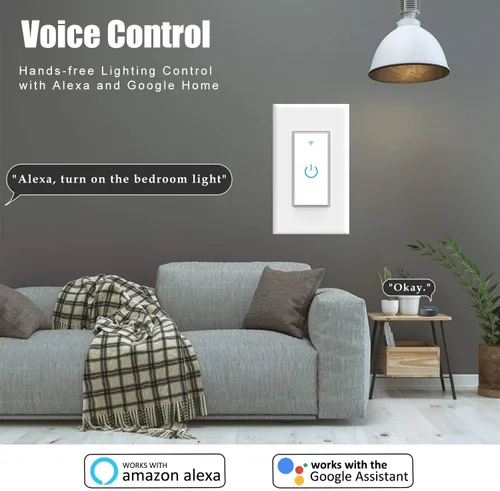 Vista 2 de Interruptor inteligente 3Gang interruptor de luz inteligente 3 Gang, interruptor inteligente WiFi de 2.4 GHz en la pared compatible con Alexa