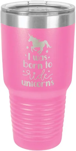 Vista 18 de I Was BORN TO RIDE UNICORNS Grabado vaso de 325 ml, grabado con láser, taza de viaje de acero con recubrimiento en polvo, libre de BPA, con camello