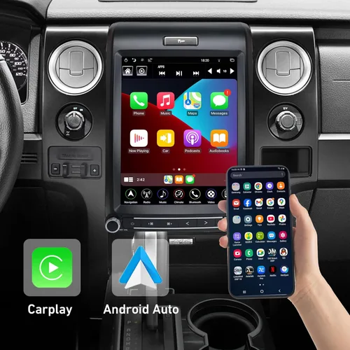 Vista 3 de Radio con pantalla táctil de 12.1 ″ estilo T para Ford F150 2013-2014, unidad principal Android con navegación GPS, Bluetooth, WiFi, USB/AUX