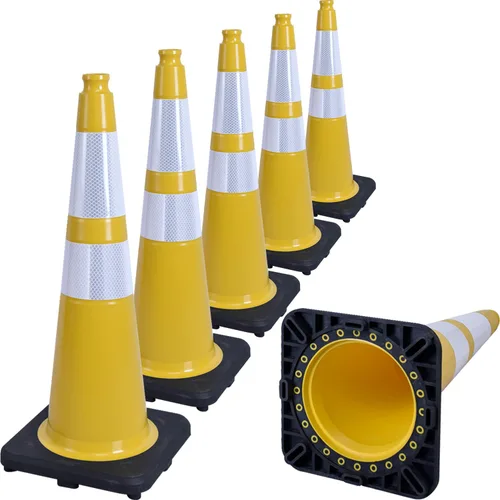 Vista 21 de Paquete de 6 conos de tráfico de PVC verdes de 12 pulgadas con base resistente, conos de seguridad de alta visibilidad para todo tipo de clima