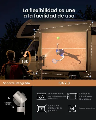 Vista 7 de [Usado] XGIMI MoGo 3 Pro NUEVO Proyector para Exteriores con Soporte PowerBase, Batería de 2.5hrs, Google TV con Netflix con Licencia, Soporte