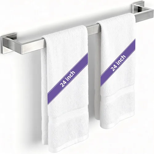 Vista 9 de Toallero de baño de 24 pulgadas, toalleros de 24 pulgadas para montaje en pared de baño, organizador de toallas de mano de acero inoxidable 304