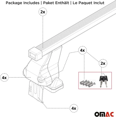 Vista 9 de OMAC Barras transversales de techo para VW Jetta A4 2000-2005 bloqueable 110 libras aluminio negro 2 piezas se adapta a portadores de carga, kayak