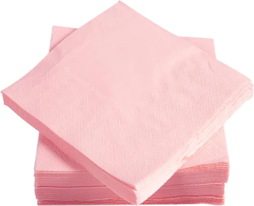 Vista 5 de 100 paquetes de servilletas de cóctel de 2 capas, servilletas de postre plegadas de 5 x 5 pulgadas, servilletas desechables para cena, boda, Rosa