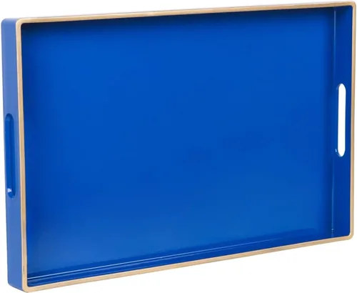 Vista 9 de Bandeja Decorativa, Bandeja Rectangular de Plástico con Asas, Moderna Bandeja de Tocador y Bandeja para Servir para Baño, Cocina, Otomana y Mesa