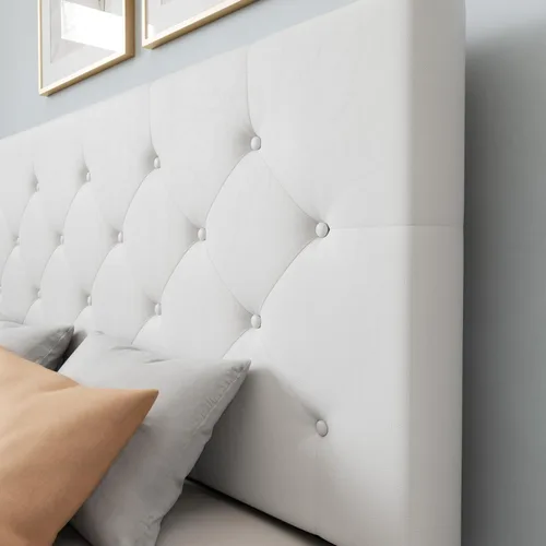Vista 8 de WEEWAY Base de cama de plataforma de tamaño matrimonial con 4 cajones de almacenamiento, cabecera capitonada con botones de costura de diamante
