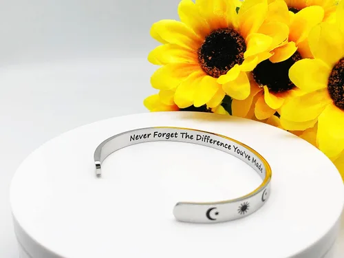 Vista 282 de Pulseras inspiradoras para mujer, joyería de acero inoxidable, con refranes, pulsera motivacional con mensaje oculto, pulseras grabadas para mejor