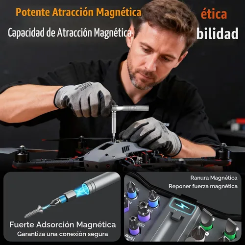 Vista 4 de Juego de destornilladores de trinquete 43 en 1 con mango desmontable, cabezal de trinquete de 6.2°, combinación sin puntas de acero Multi S2, kit