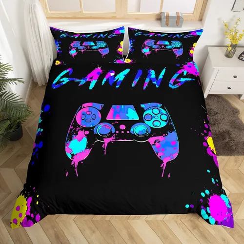 Vista 42 de Erosebridal - Ropa de cama para adolescentes y niños, estampado de control de videojuegos, funda de edredón tamaño individual, 2 piezas con 1 funda