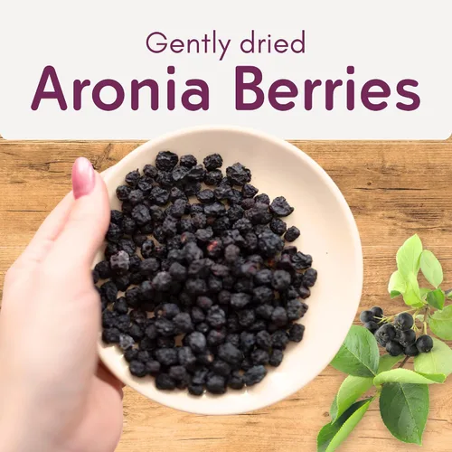 Vista 4 de Bayas de Aronia Orgánicas Secas 7.1 oz (200 g) – Sin Azúcar Añadido Veganas, Sin OMG, Chokeberries Negras Secadas Suavemente Altas
