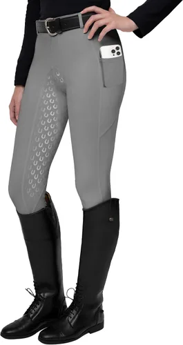 Vista 15 de FitsT4 Sports Mallas de Equitación de Asiento Completo para Mujer con Agarre de Silicona Activa Pantalones Ecuestres Albaricoque