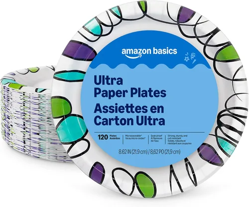 Vista 8 de Amazon Basics Ultra - Platos de papel, 8.62 pulgadas, desechables, 64