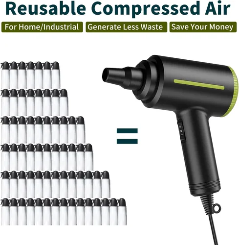 Vista 6 de DOROBEEN Soplador de aire eléctrico comprimido, portátil de 500 W 40000 rpm, potente plumero de aire con núcleo para limpieza electrónica de teclado